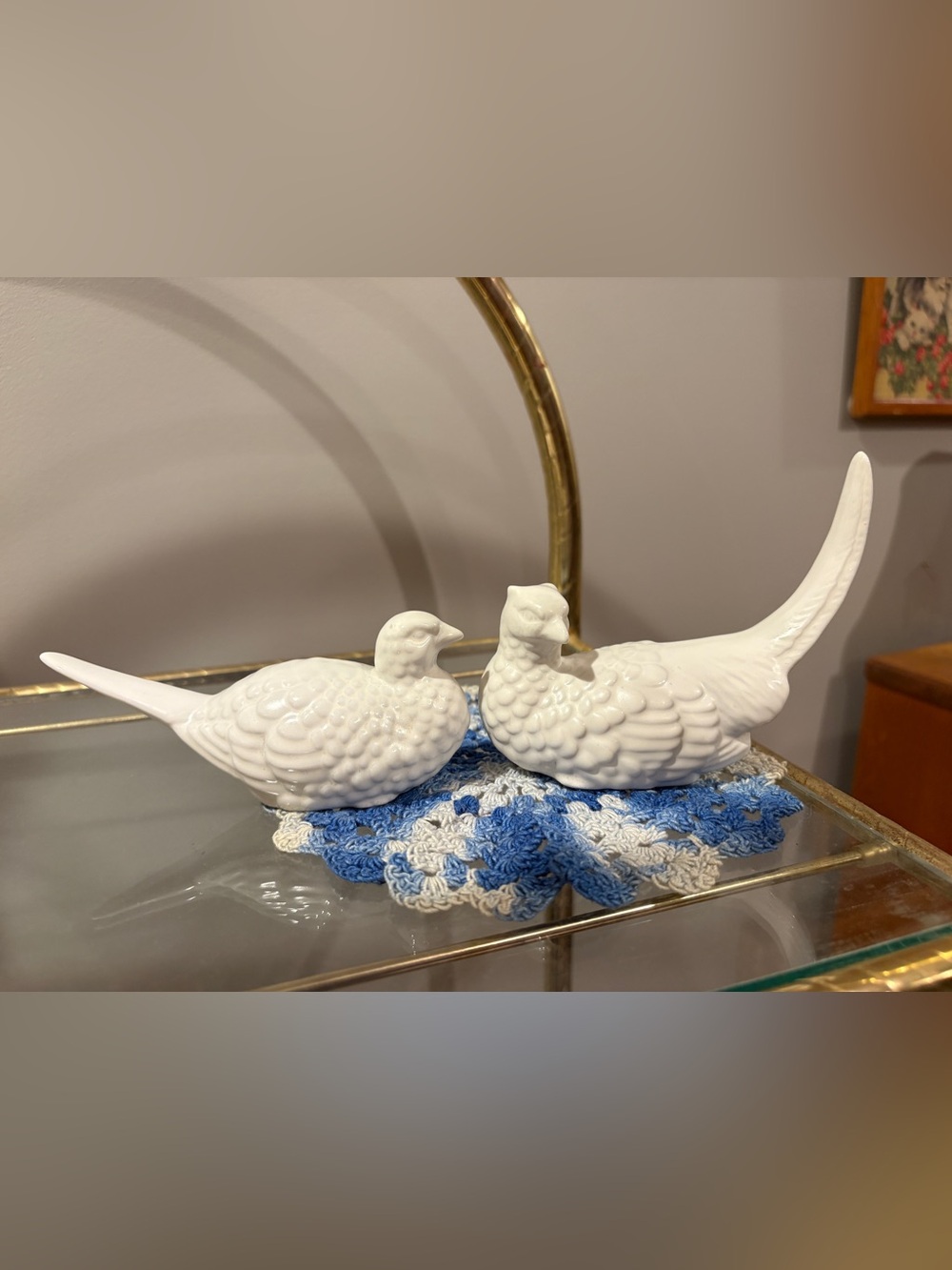 Ceramic pheasant pair